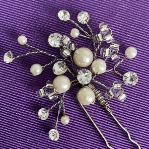WEDDING HAIR PEARL RHINESTONE PIN
